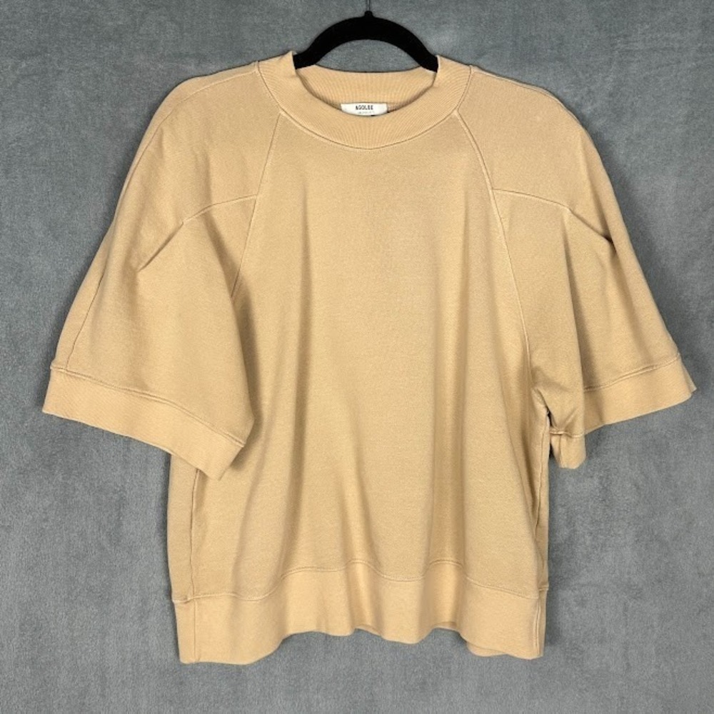 Agolde Sweatshirt Womens Large Tan Short Sleeve Minimalist Comfort Neutral